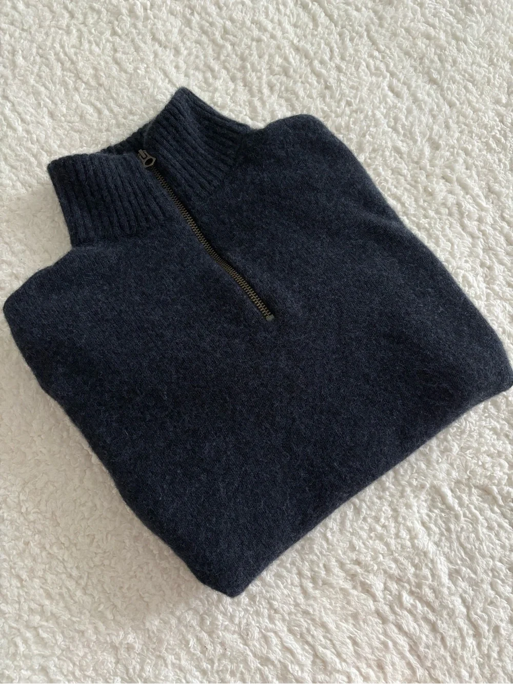 J.Crew Merino Wool Quarter Zip Sweater Navy Sz Est. Small